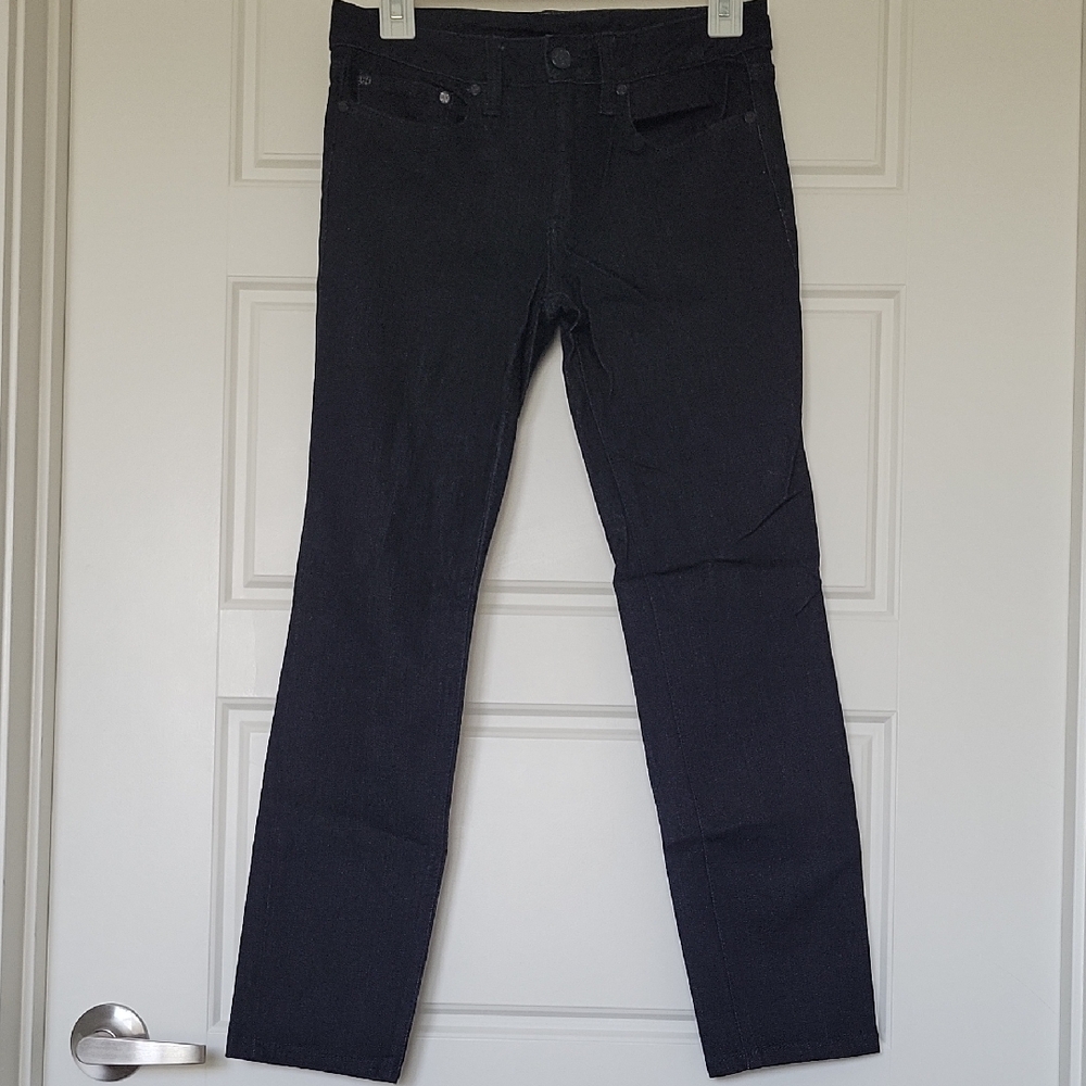 Tory Burch Cropped Skinny Dark Denim Jeans
